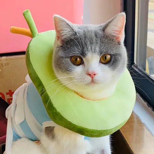 Soft Toast Avocado Shaped Cotton Pet Elizabethan Collar Dog Cat Adjustable Wound Healing Collar Prevent Bite Neck Ring For Pets