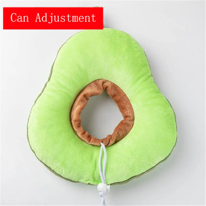 Soft Toast Avocado Shaped Cotton Pet Elizabethan Collar Dog Cat Adjustable Wound Healing Collar Prevent Bite Neck Ring For Pets