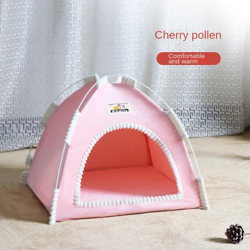 Pet Tent Bed Removable Cat Sofa Basket Canvas Semi-enclosed Cat House Dog Cave Hut Cat Sleeping Bed for Room Decor Pet Supplies