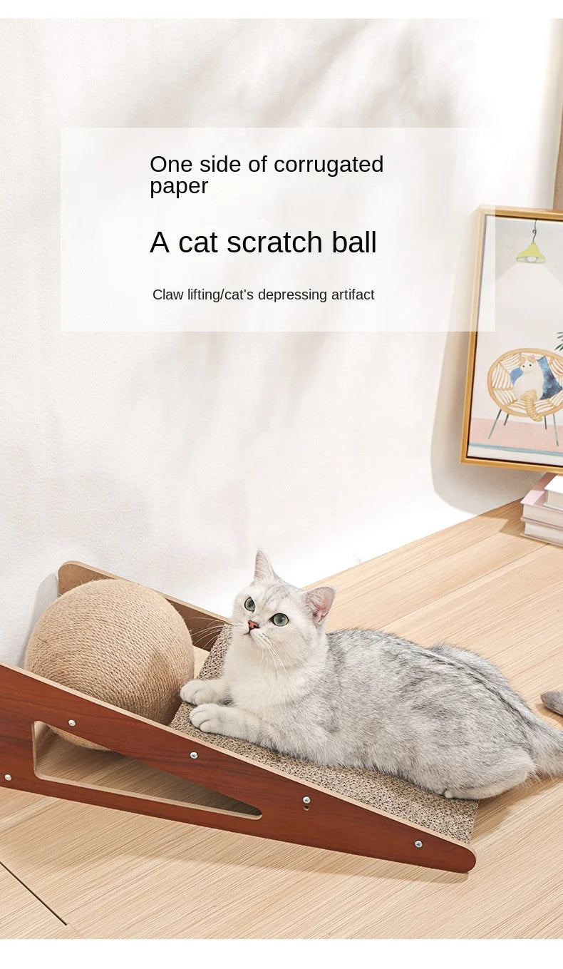 New Cat scratching board with vertical ball detachable scratching cat toy claw resistant to scrapping pet furniture