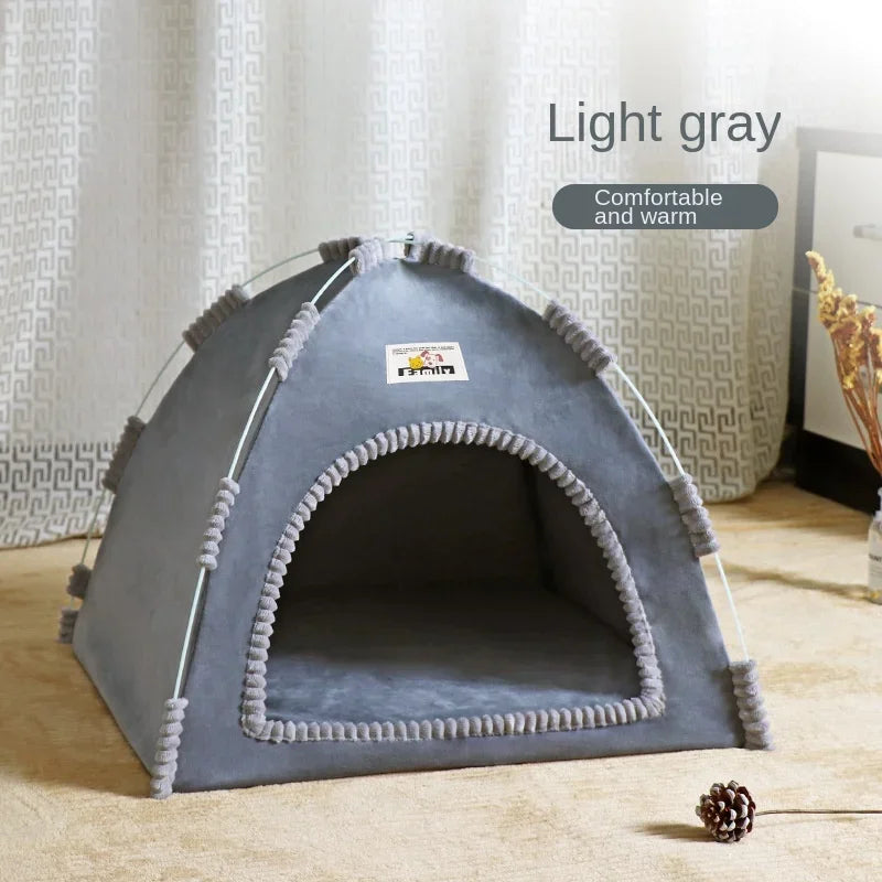 Pet Tent Bed Removable Cat Sofa Basket Canvas Semi-enclosed Cat House Dog Cave Hut Cat Sleeping Bed for Room Decor Pet Supplies