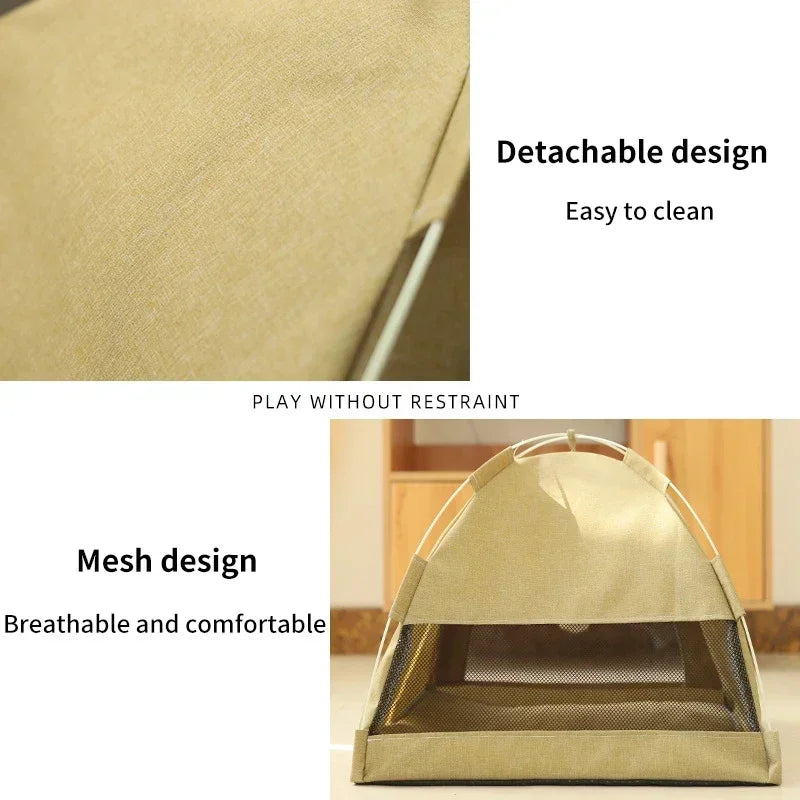 Pet Tent Bed Removable Cat Sofa Basket Canvas Semi-enclosed Cat House Dog Cave Hut Cat Sleeping Bed for Room Decor Pet Supplies