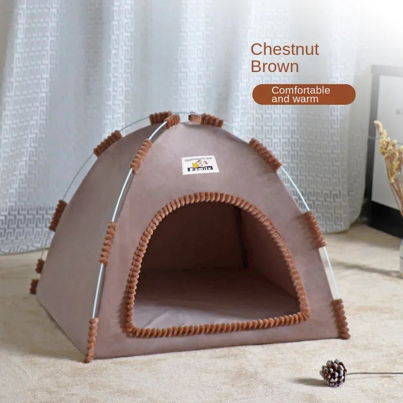 Pet Tent Bed Removable Cat Sofa Basket Canvas Semi-enclosed Cat House Dog Cave Hut Cat Sleeping Bed for Room Decor Pet Supplies