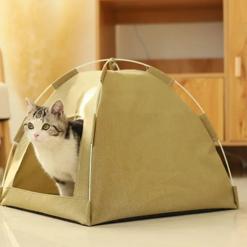 Pet Tent Bed Removable Cat Sofa Basket Canvas Semi-enclosed Cat House Dog Cave Hut Cat Sleeping Bed for Room Decor Pet Supplies